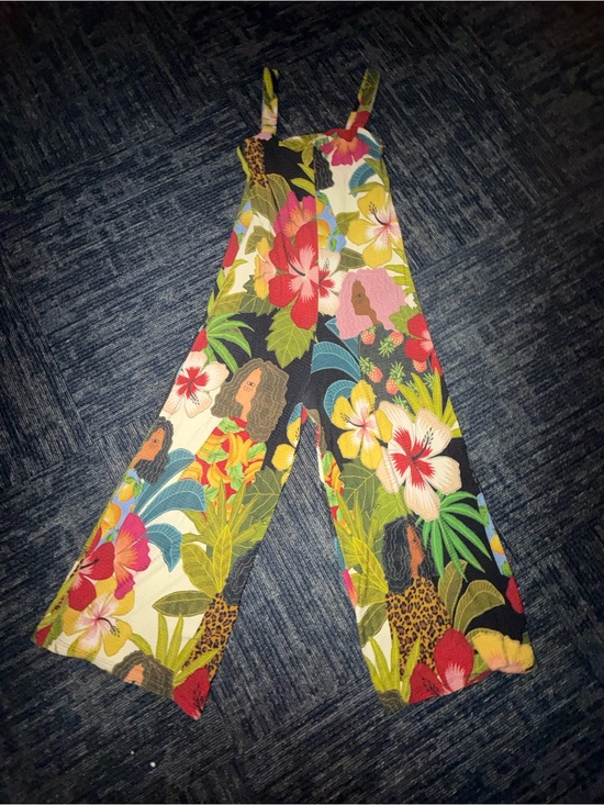 FARM Rio Pants - FARM Rio Tropical Floral Wide-Leg Jumpsuit in Black, Yellow, Green, Pink